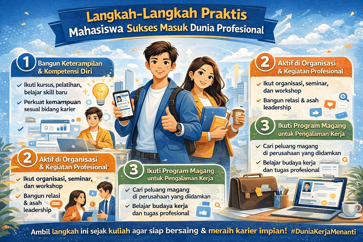 Apa Langkah-Langkah Praktis Yang Bisa Mahasiswa Lakukan Untuk Sukses Masuk Dunia Profesional?