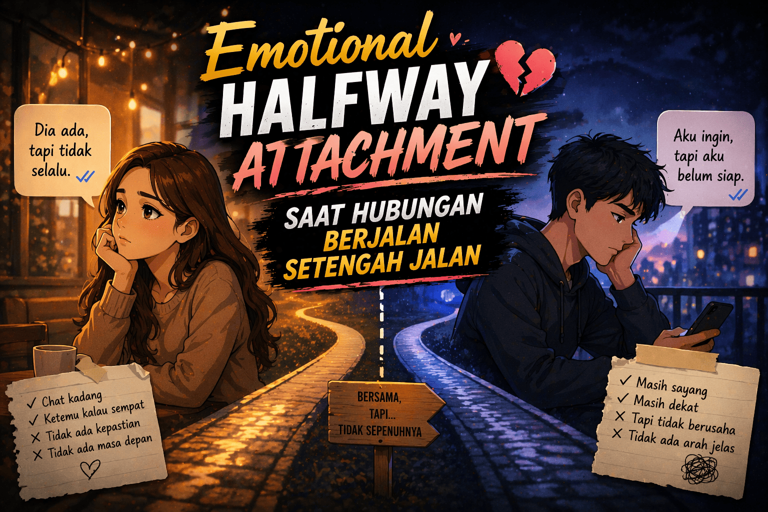 Emotional Halfway Attachment Saat Hubungan Berjalan Setengah Jalan