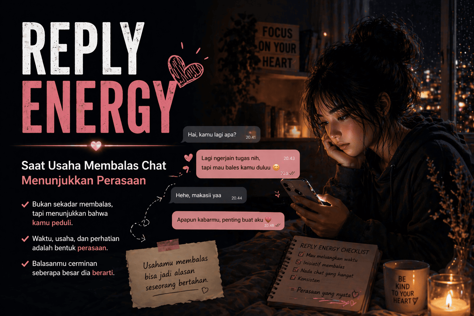Reply Energy Saat Usaha Membalas Chat Menunjukkan Perasaan