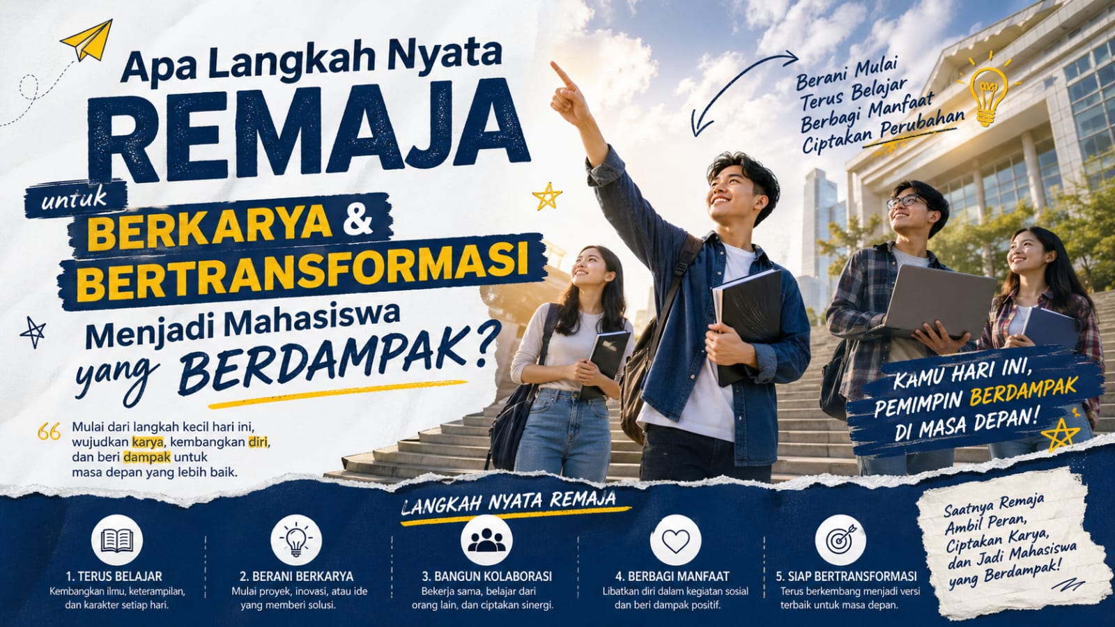 Apa Langkah Nyata Remaja untuk Berkarya dan Bertransformasi Menjadi Mahasiswa yang Berdampak?