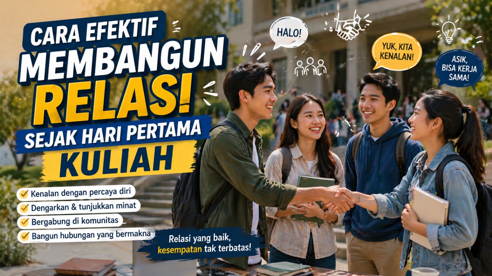 Cara efektif membangun relasi sejak hari pertama kuliah