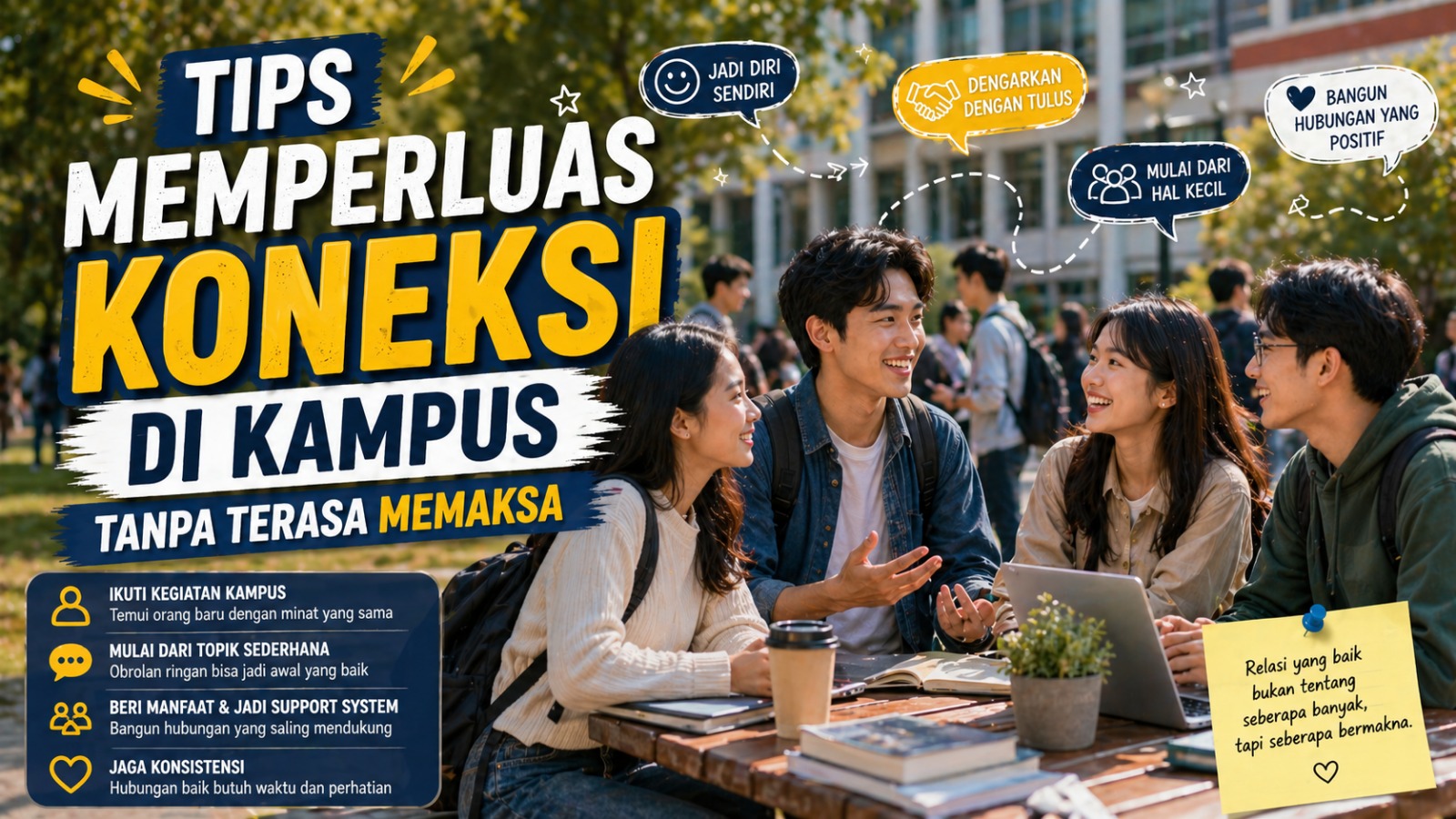 Tips memperluas koneksi di kampus tanpa terasa memaksa