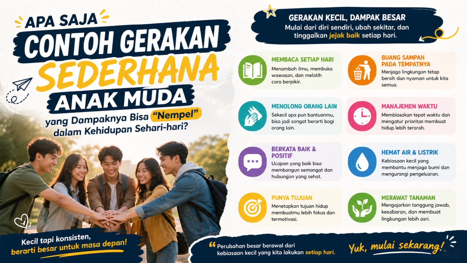 Apa Saja Contoh Gerakan Sederhana Anak Muda yang Dampaknya Bisa “Nempel” dalam Kehidupan Sehari-hari?
