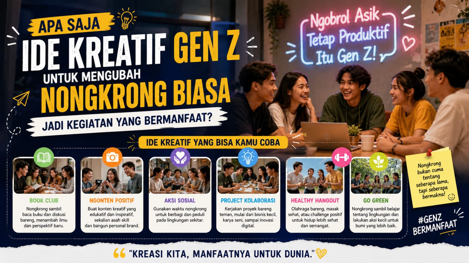 Apa Saja Ide Kreatif Gen Z untuk Mengubah Nongkrong Biasa Jadi Kegiatan yang Bermanfaat?