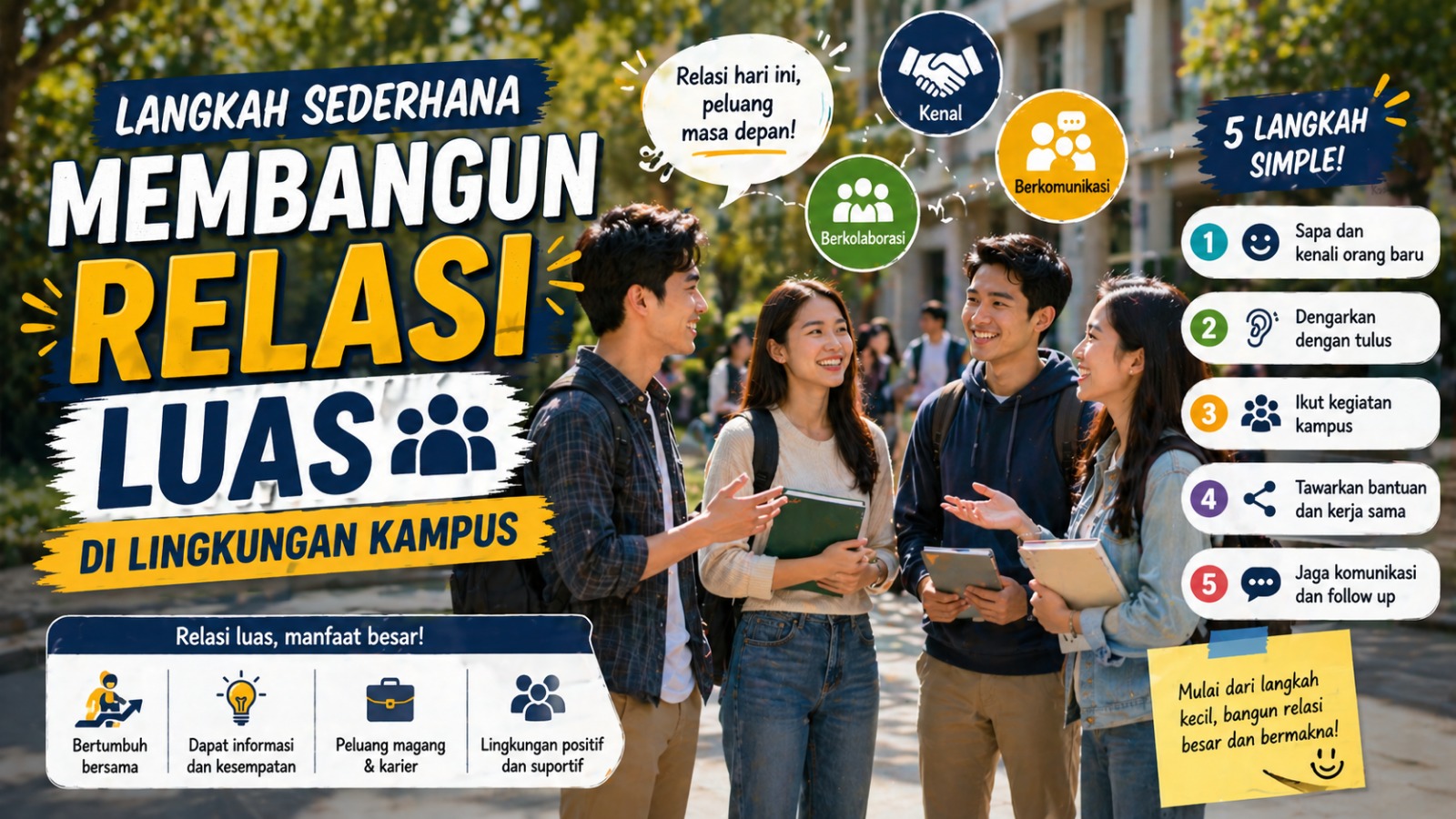 Langkah sederhana membangun relasi luas di lingkungan kampus