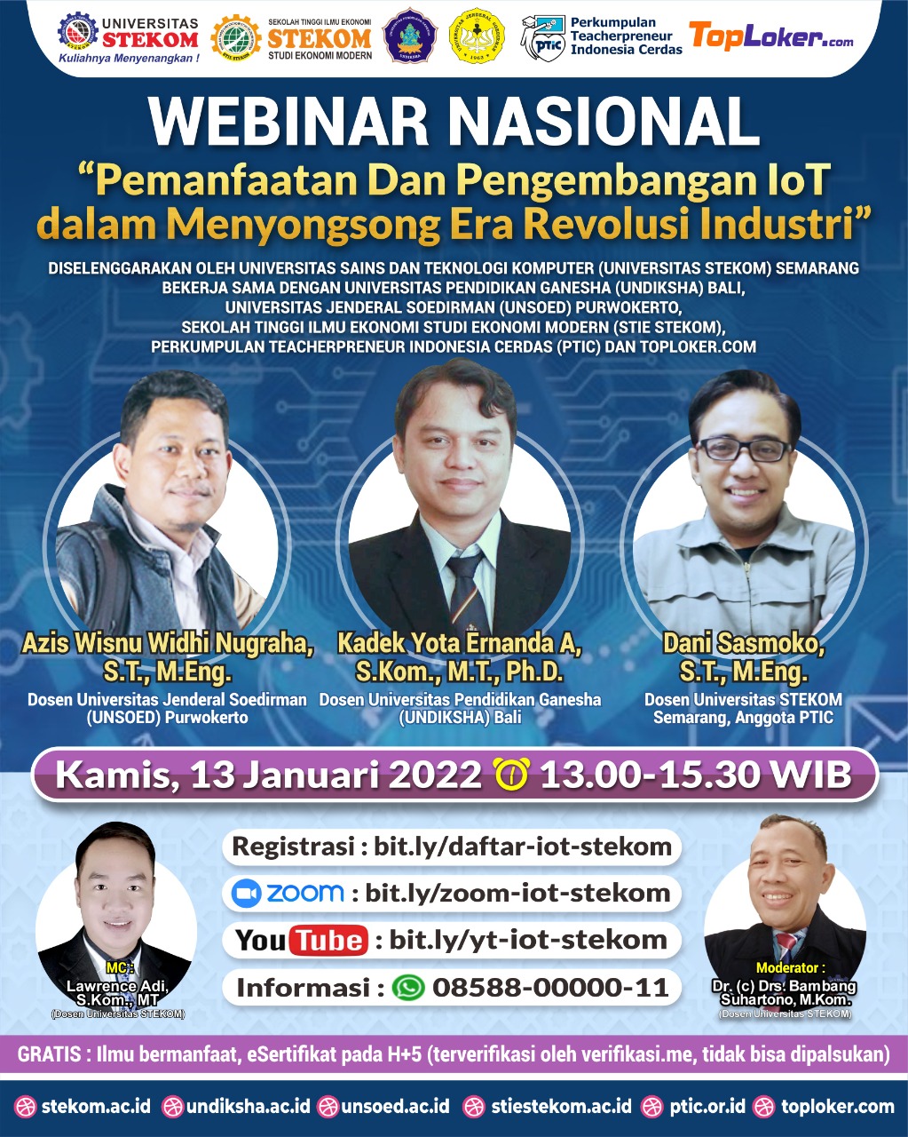 WEBINAR NASIONAL "Pemanfaatan Dan Pengembangan IoT dalam Menyongsong Era Revolusi Industri"