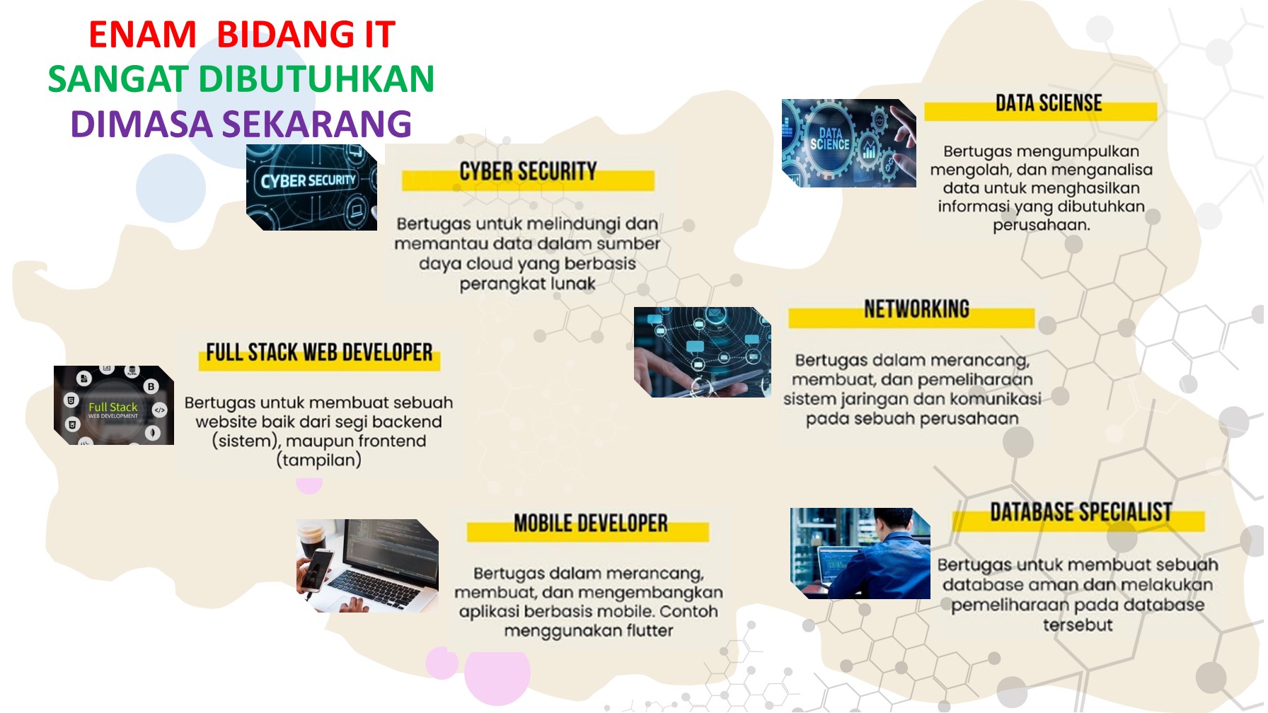 ENAM  BIDANG IT SANGAT DIBUTUHKAN DIMASA SEKARANG