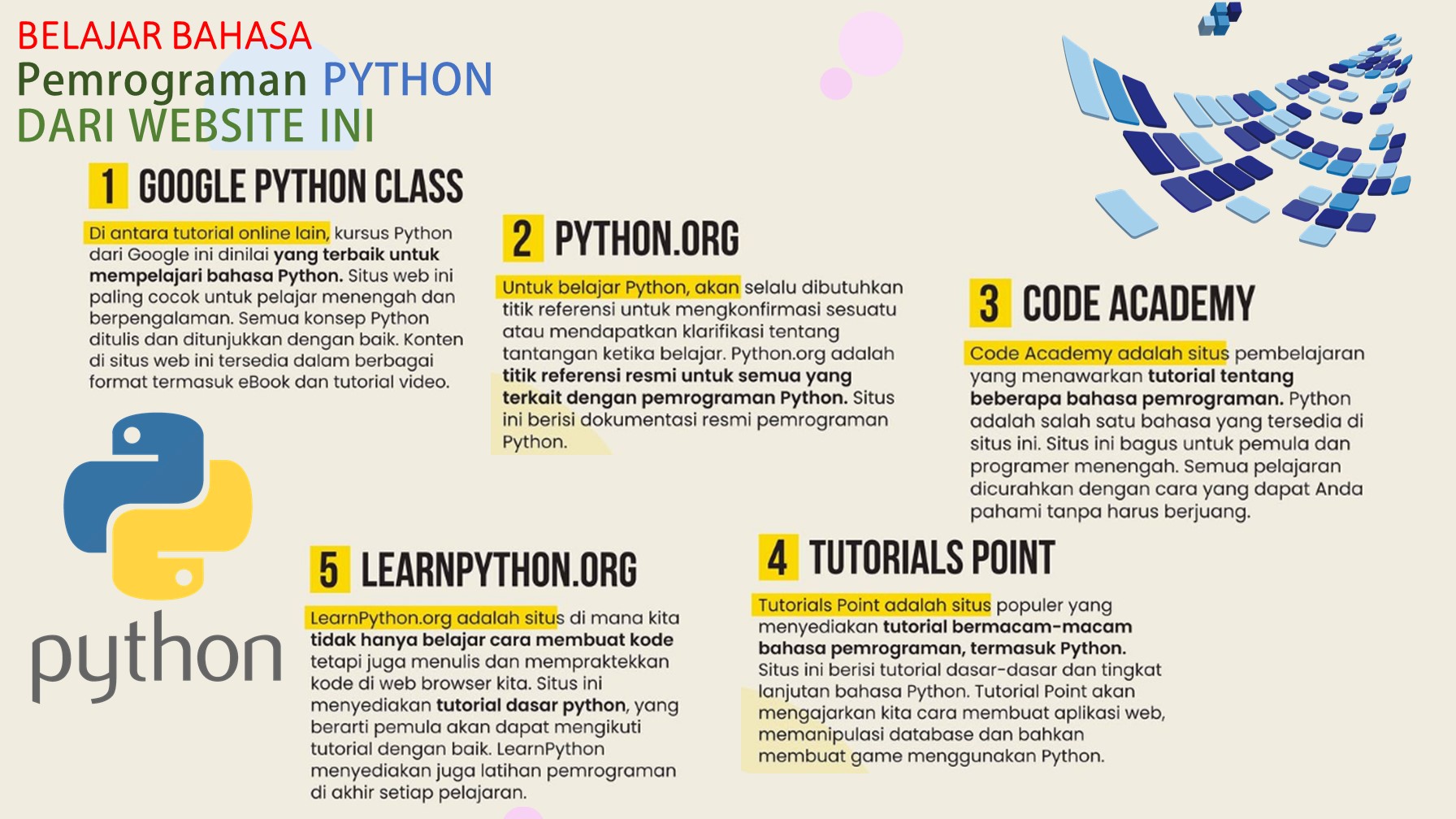 BELAJAR BAHASA Pemrograman PYTHON DARI WEBSITE INI