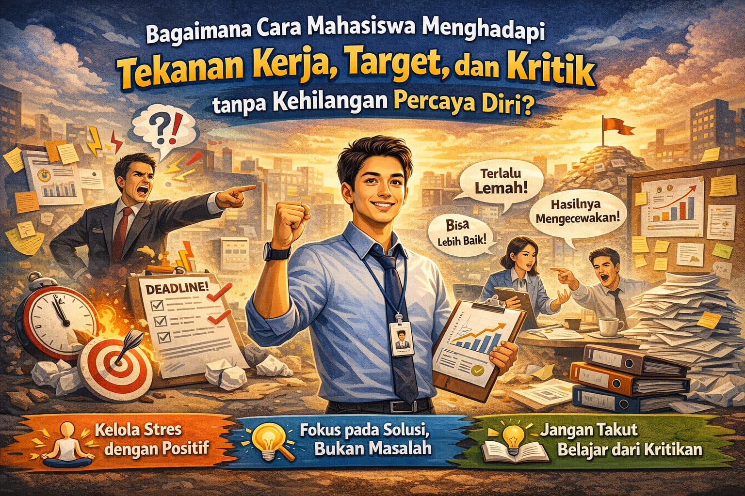 Bagaimana Cara Mahasiswa Menghadapi Tekanan Kerja, Target, dan Kritik tanpa Kehilangan Percaya Diri?