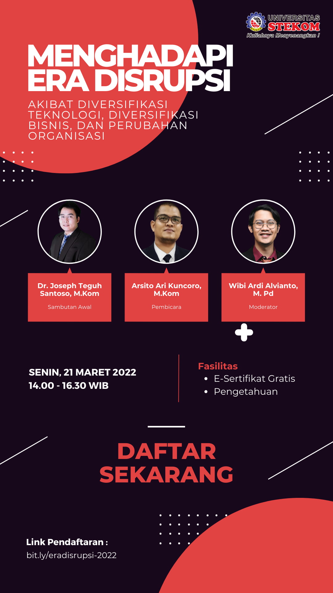 SEMINAR : "Menghadapi Era Disrupsi akibat diverifikasi teknologi, diversifikasi bisnis, dan perubahan organisasi"