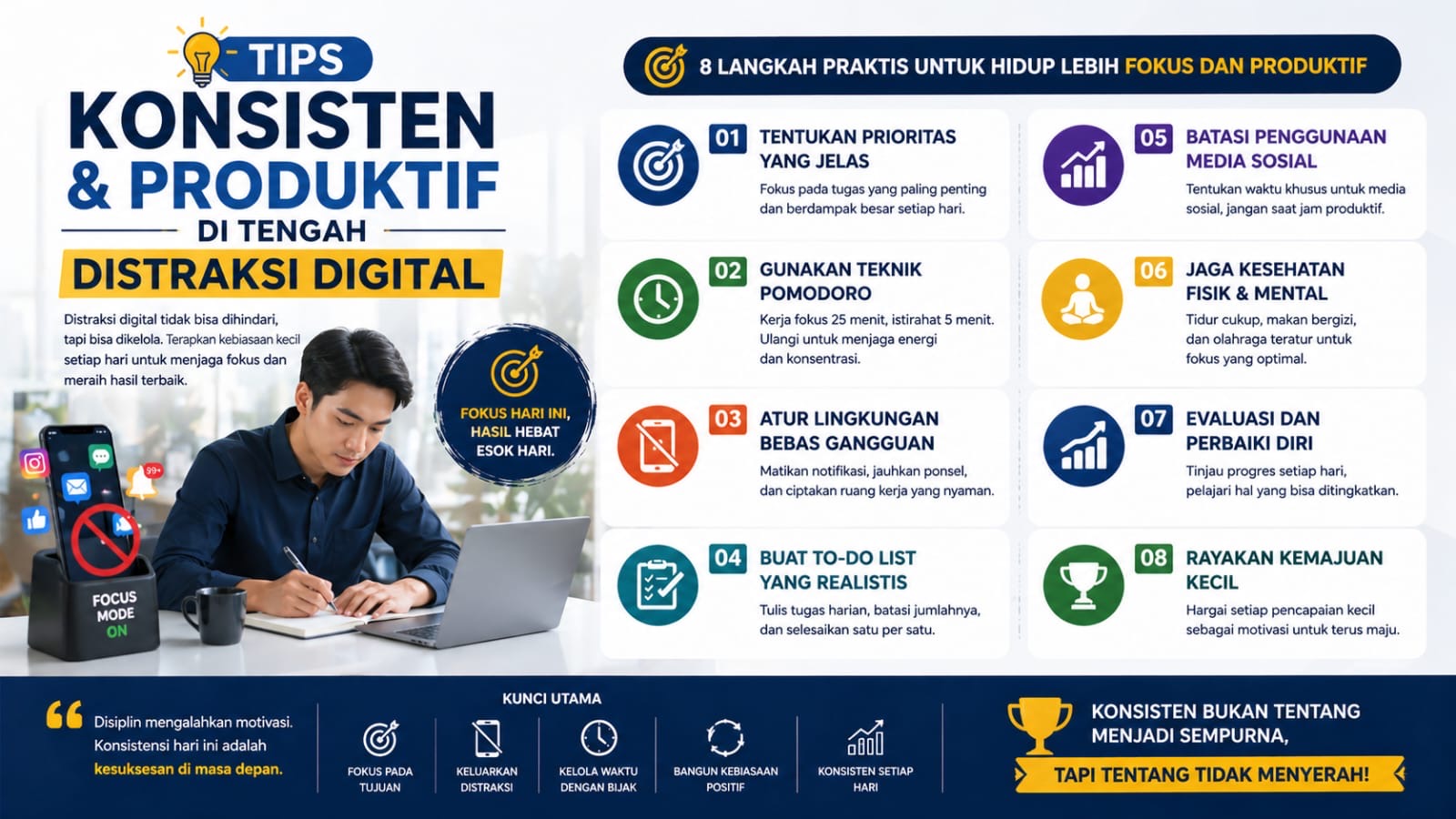 Tips Konsisten dan Produktif di Tengah Distraksi Digital