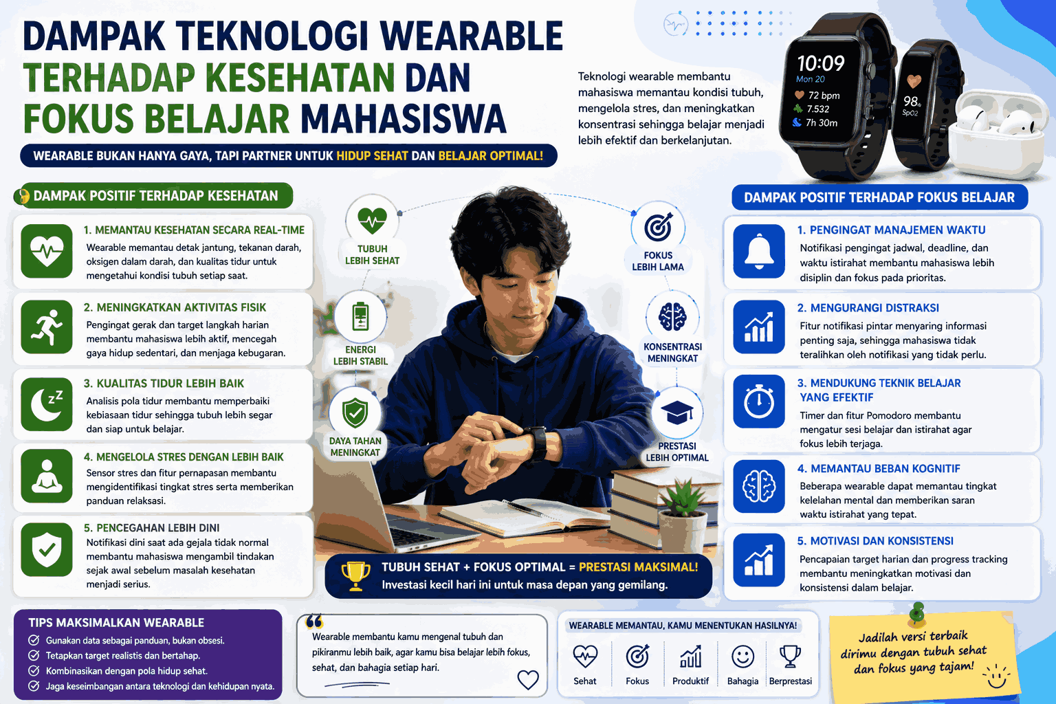 Dampak Teknologi Wearable terhadap Kesehatan dan Fokus Belajar Mahasiswa