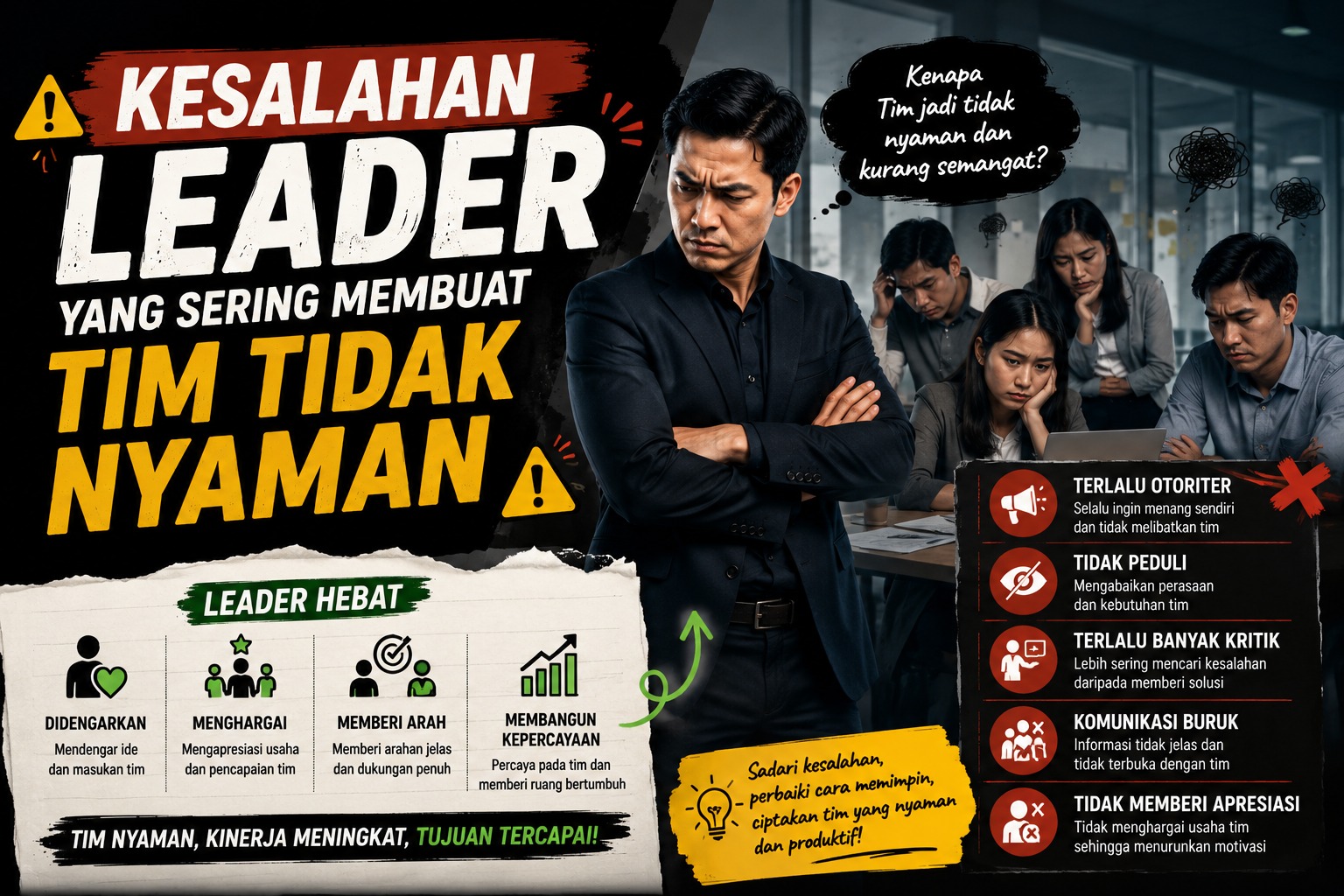 Kesalahan Leader yang Sering Membuat Tim Tidak Nyaman