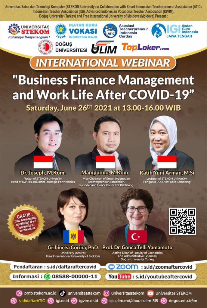 International webinar at STEKOM University on &ldquo;Bussiness finance management and worklife after COVID-19&rdquo; with academics from Turkey and Moldova as resource persons