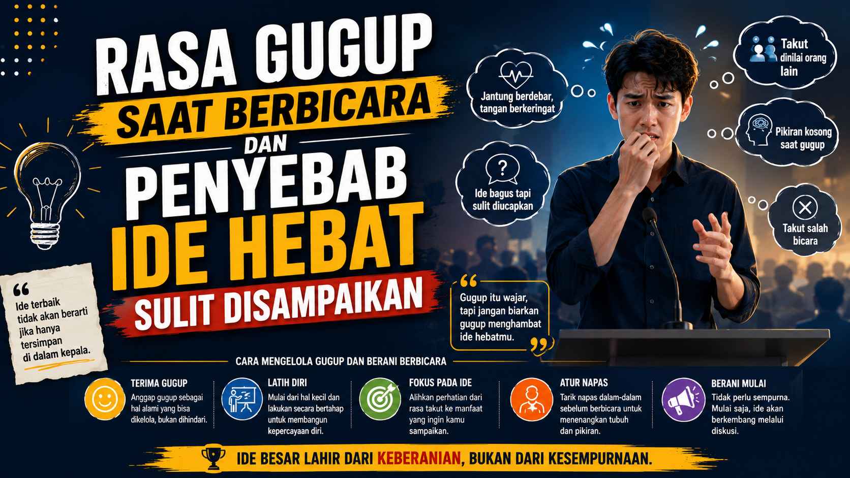 Rasa Gugup Saat Berbicara dan Penyebab Ide Hebat Sulit Disampaikan