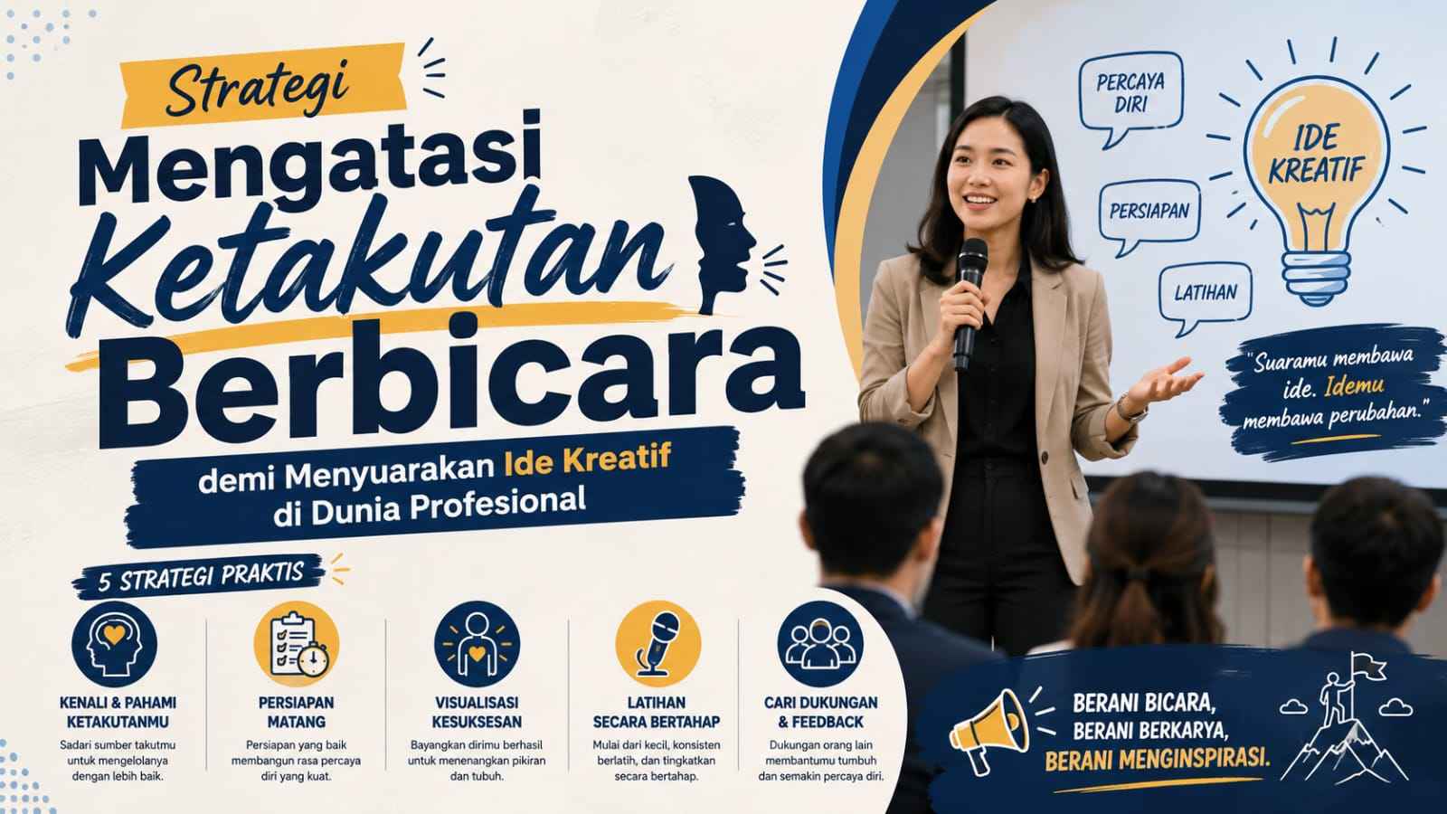 Strategi Mengatasi Ketakutan Berbicara demi Menyuarakan Ide Kreatif di Dunia Profesional