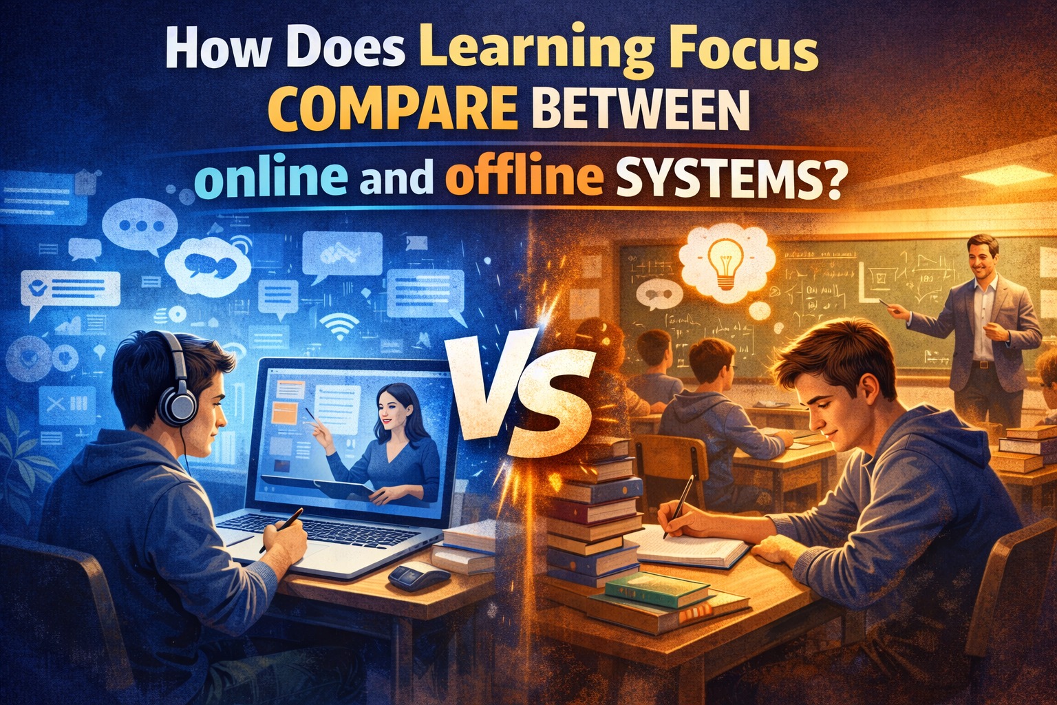 How Does Learning Focus Compare Between Online and Offline Systems?