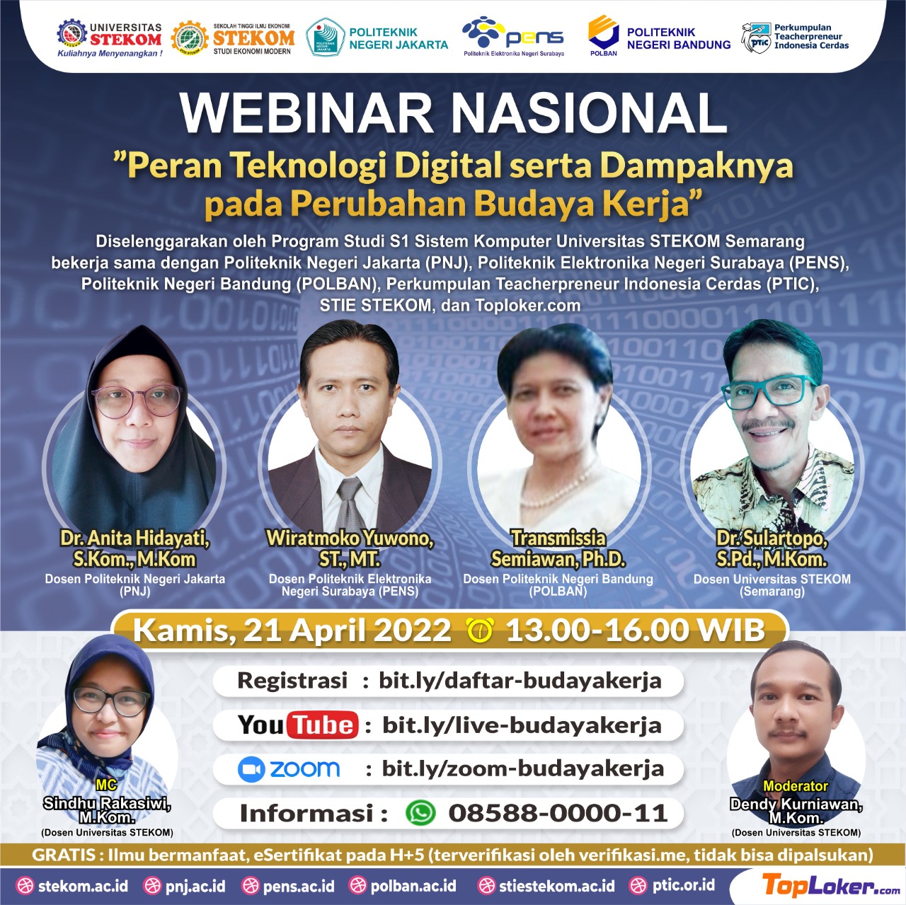 WEBINAR NASIONAL "Peran Teknologi Digital serta Dampaknya pada Perubahan Budaya Kerja"