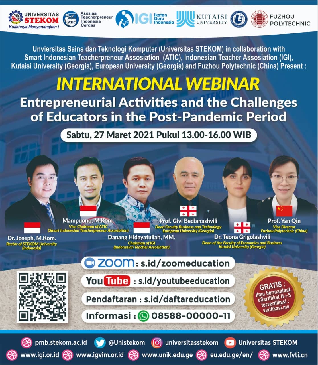 Discussing entrepreneurial activities and the challenges of educators in the post-pandemic period, in the STEKOM University international webinar