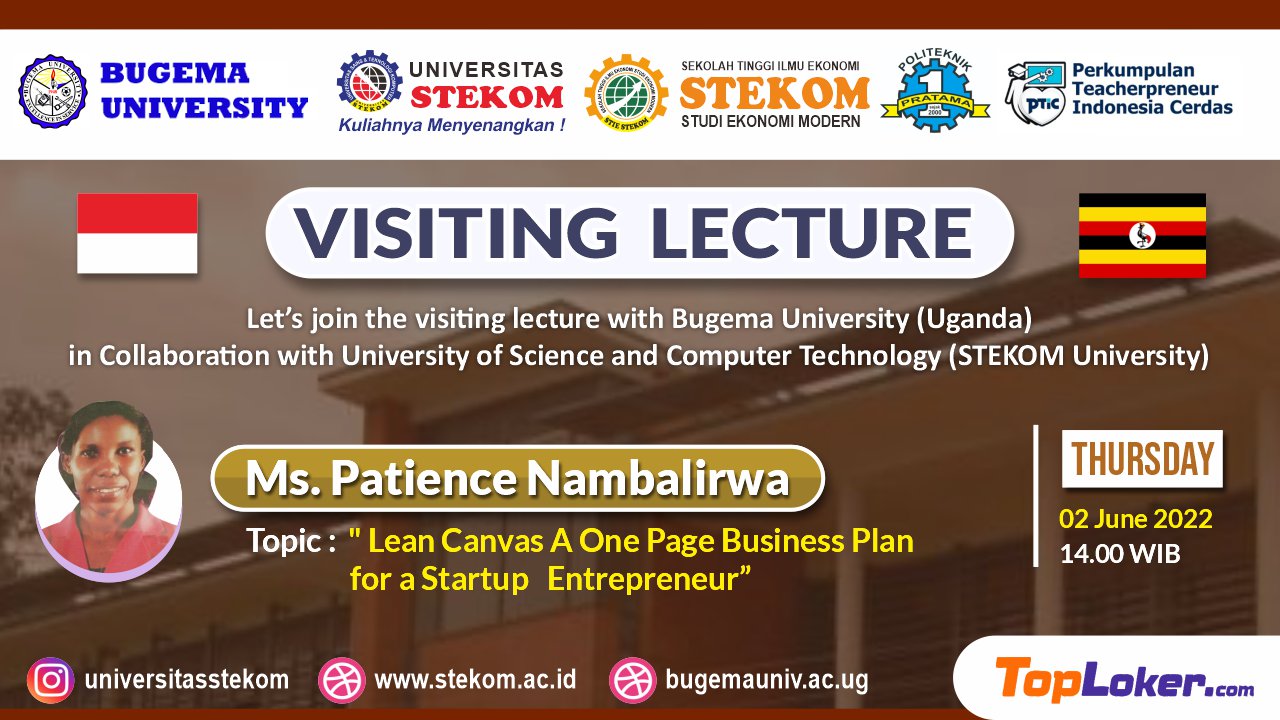 VISITING LECTURE ''Lean Canvas A One Page Business Plan for a Startup Entrepreneur''