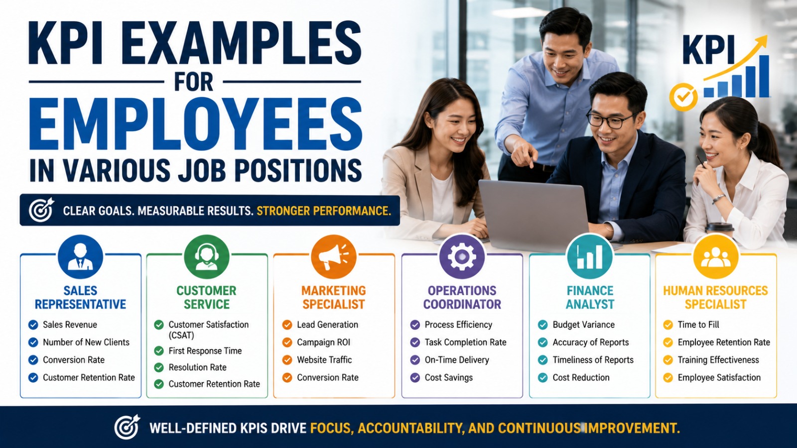 KPI Examples for Employees in Various Job Positions