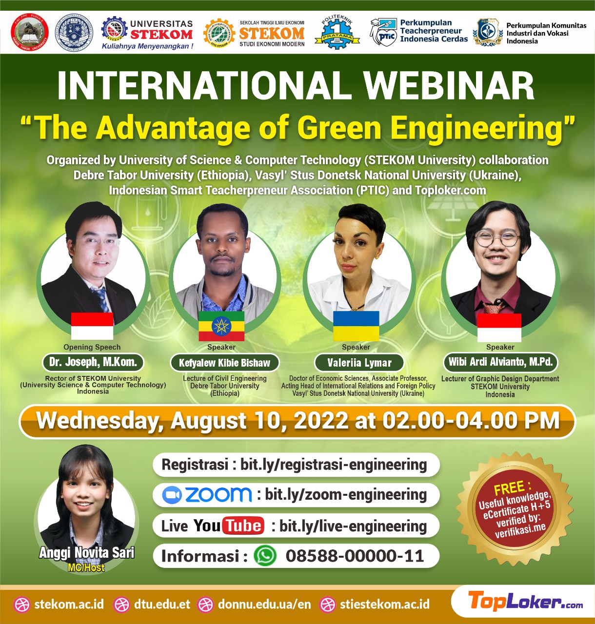 Webinar International : "The Advantage of Green Engineering"