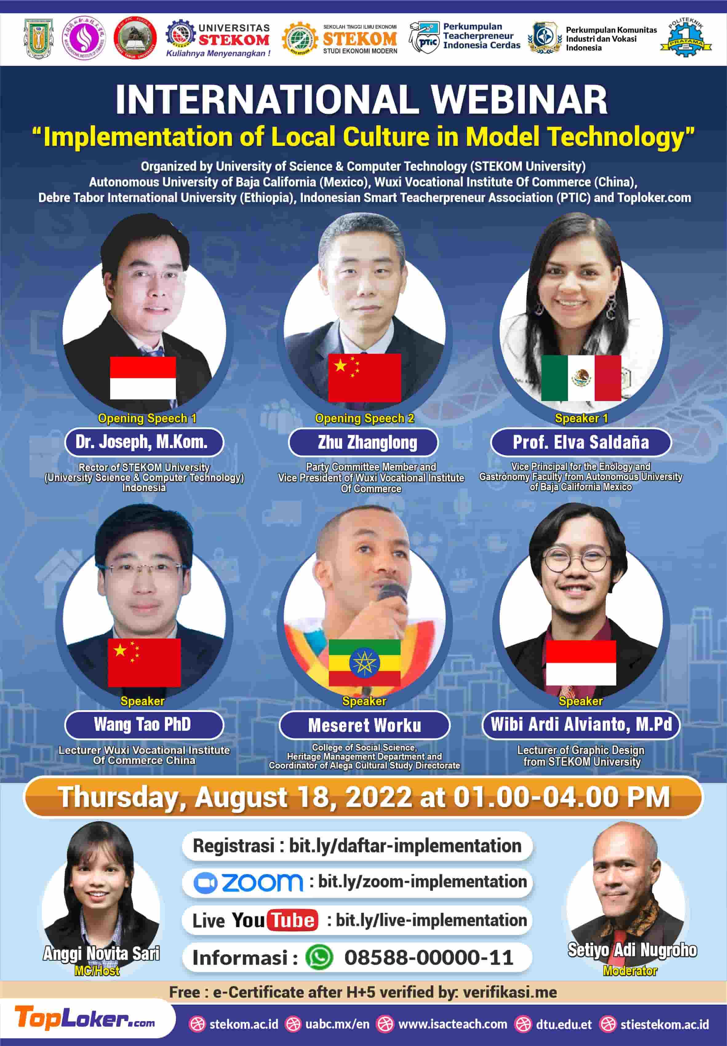 WEBINAR INTERNASIONAL Implementation of Local Culture in Model Technology