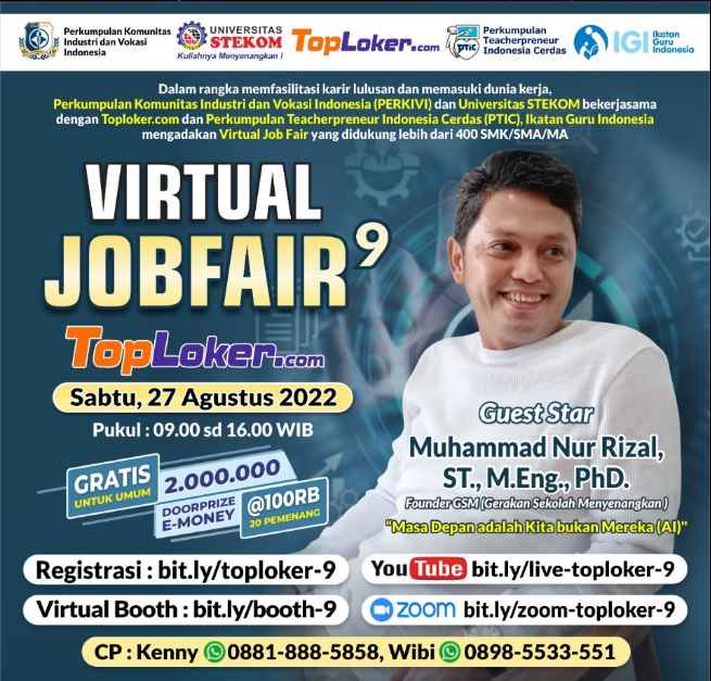 Kembali Hadir Dalam Memfasilitasi Informasi Lowongan Kerja, TopLoker.com Menggelar Virtual Job Fair Bulan Agustus