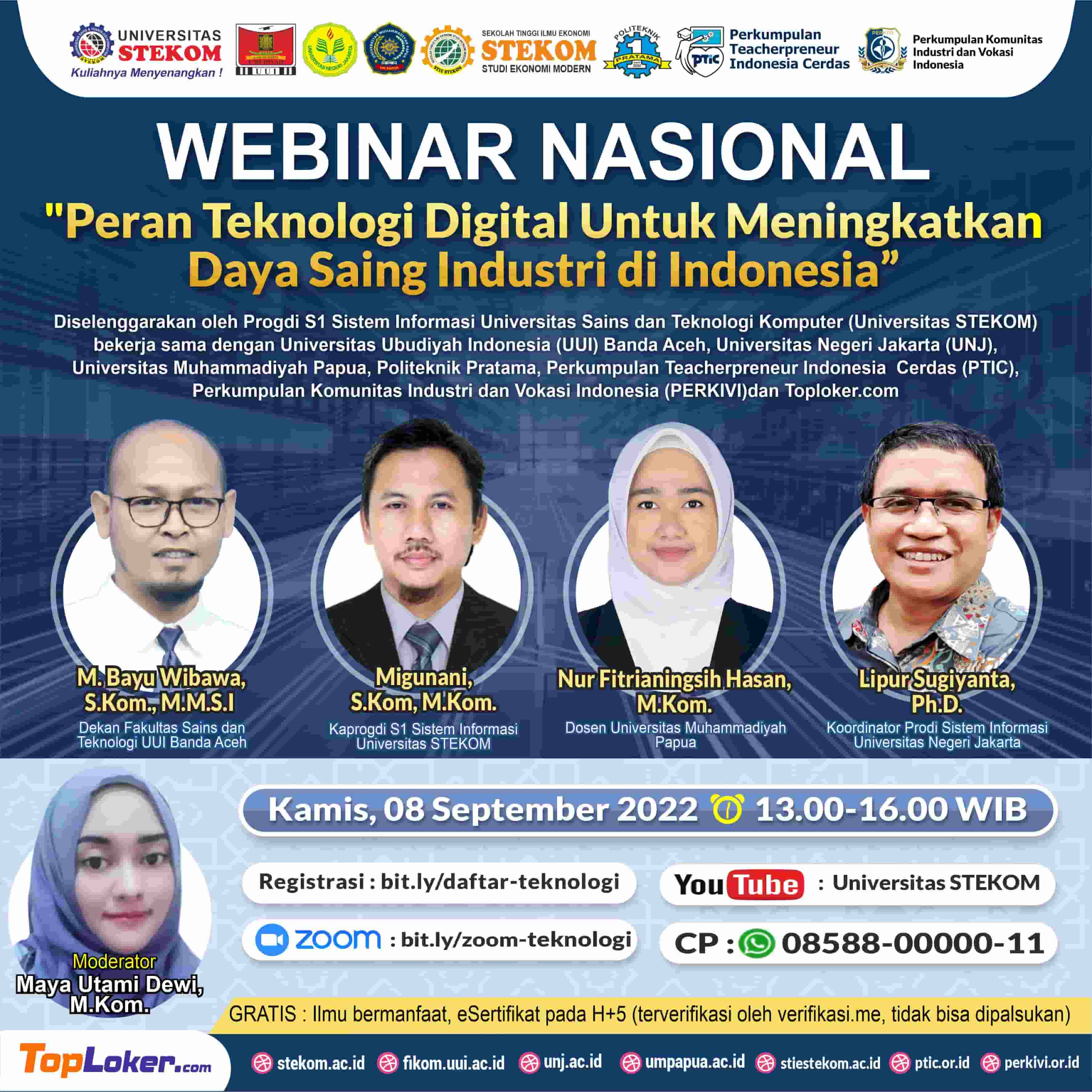 WEBINAR NASIONAL Peran Teknologi Digital Untuk Meningkatkan Daya Saing Industri di Indonesia