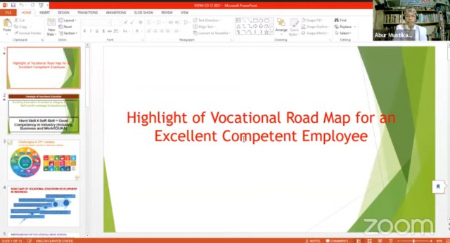 Highlighting the vocational education roadmap to achieve the best competence of employees in an international webinar with Abdur mustikawanto