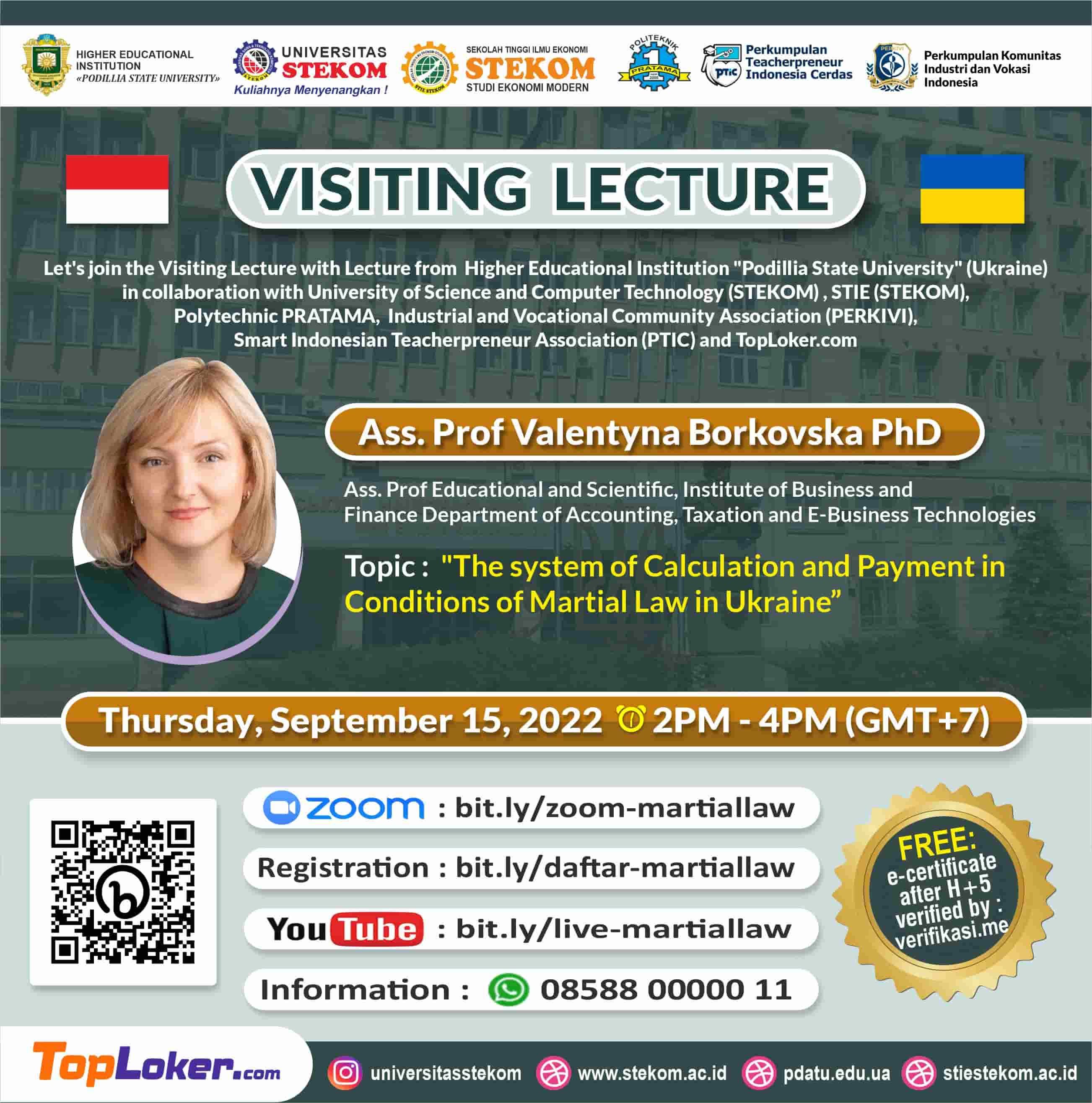 Visiting Lecture  ''The system of Calculation and Payment in Conditions of Martial Law in Ukraina''