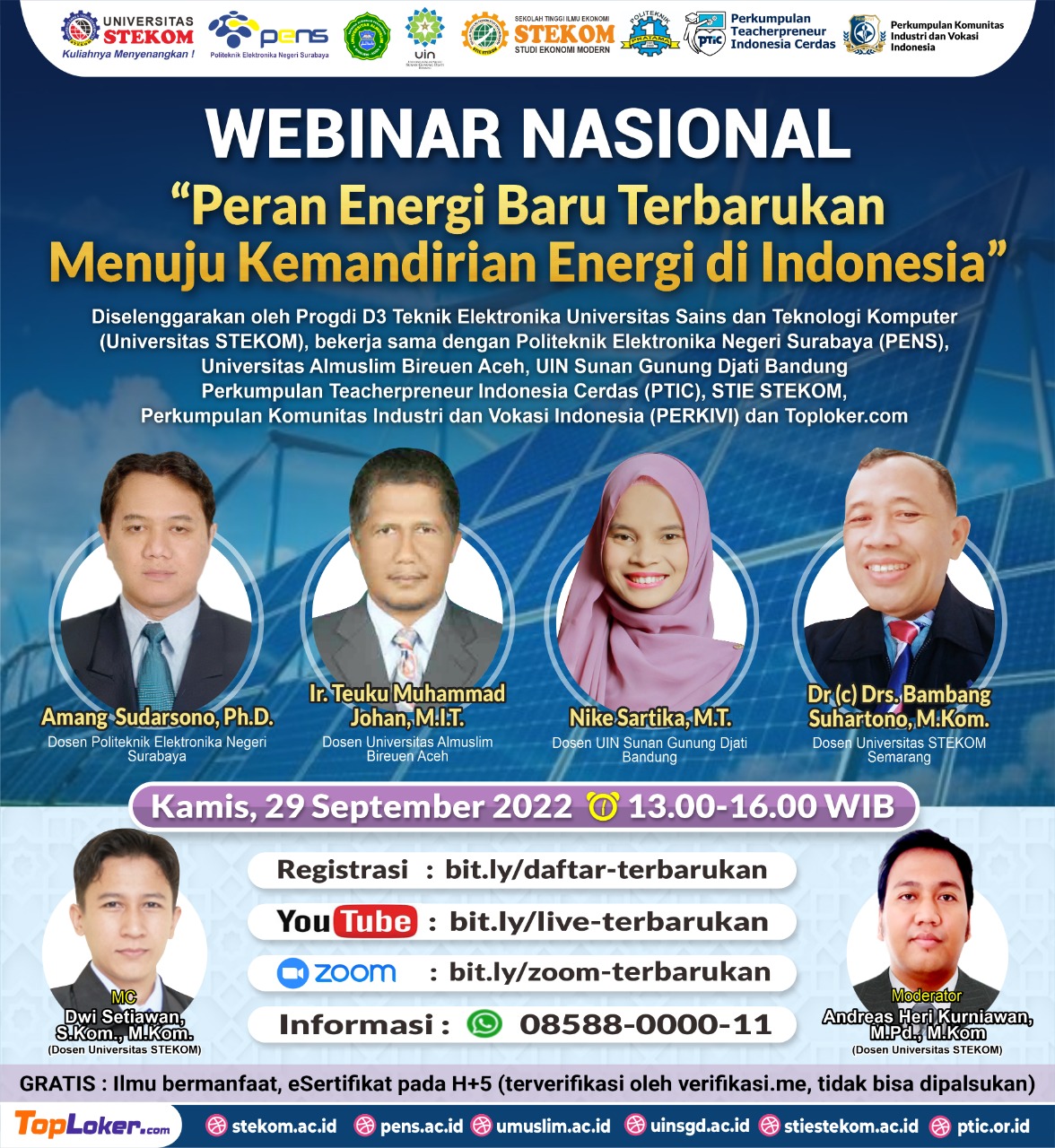WEBINAR NASIONAL: "Peran Energi Baru Terbarukan Menuju Kemandirian Energi di Indonesia"