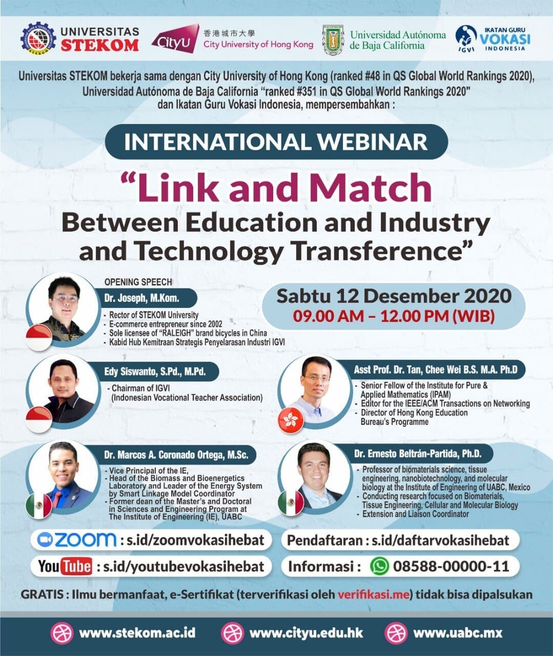 Mendukung karir internasional mahasiswa setelah lulus, STEKOM menyelenggarakan webinar internasional “link and matcth between education and industry”
