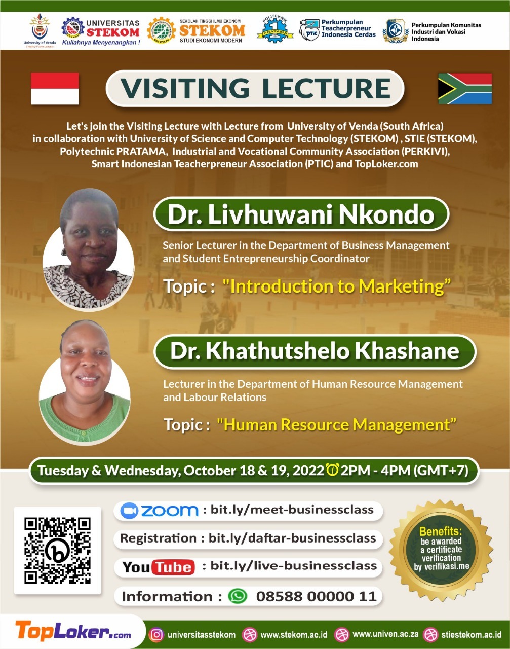 Visiting Lecturer with Lecturer from University of Venda (South Africa)