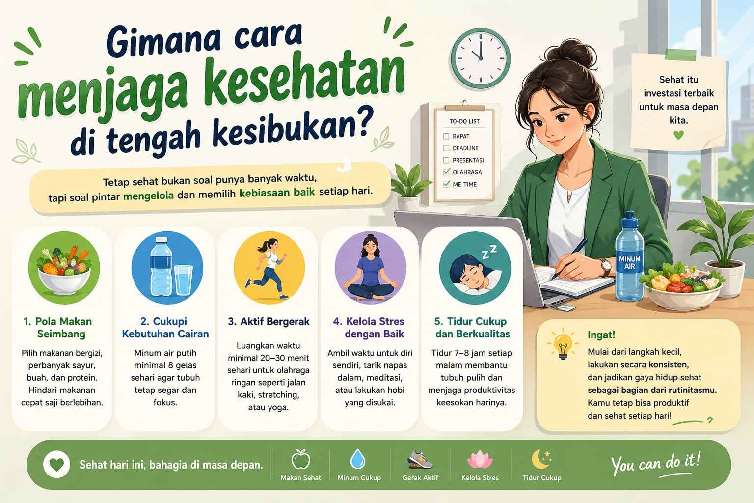 Gimana cara menjaga kesehatan di tengah kesibukan?