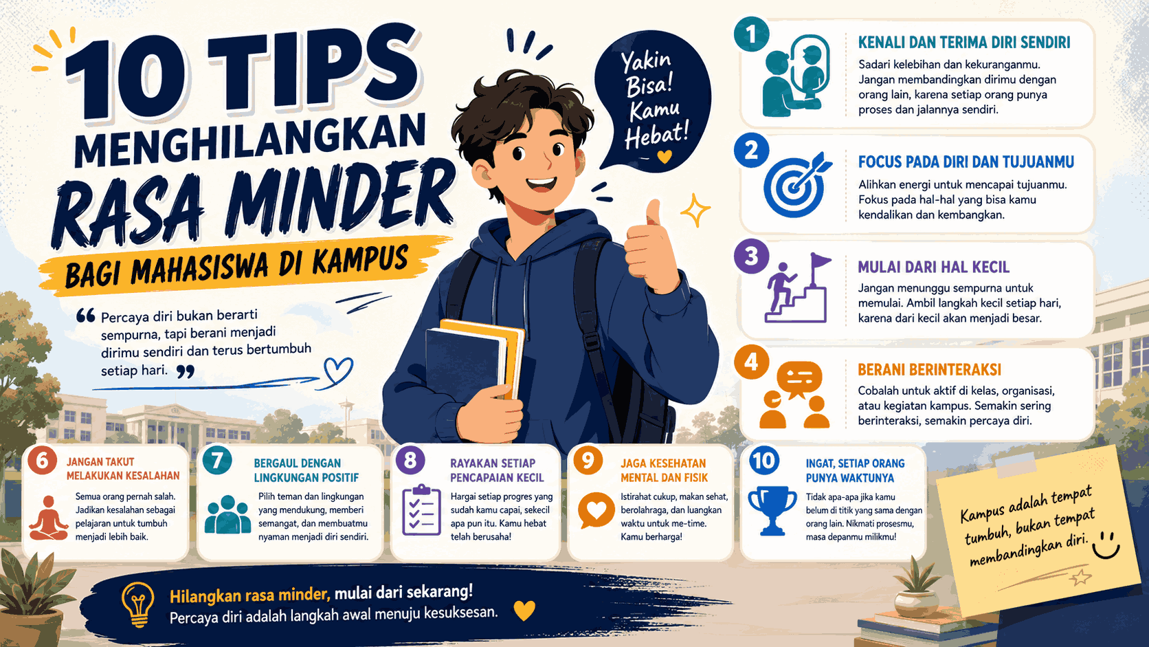 10 Tips Menghilangkan Rasa Minder bagi Mahasiswa di Kampus