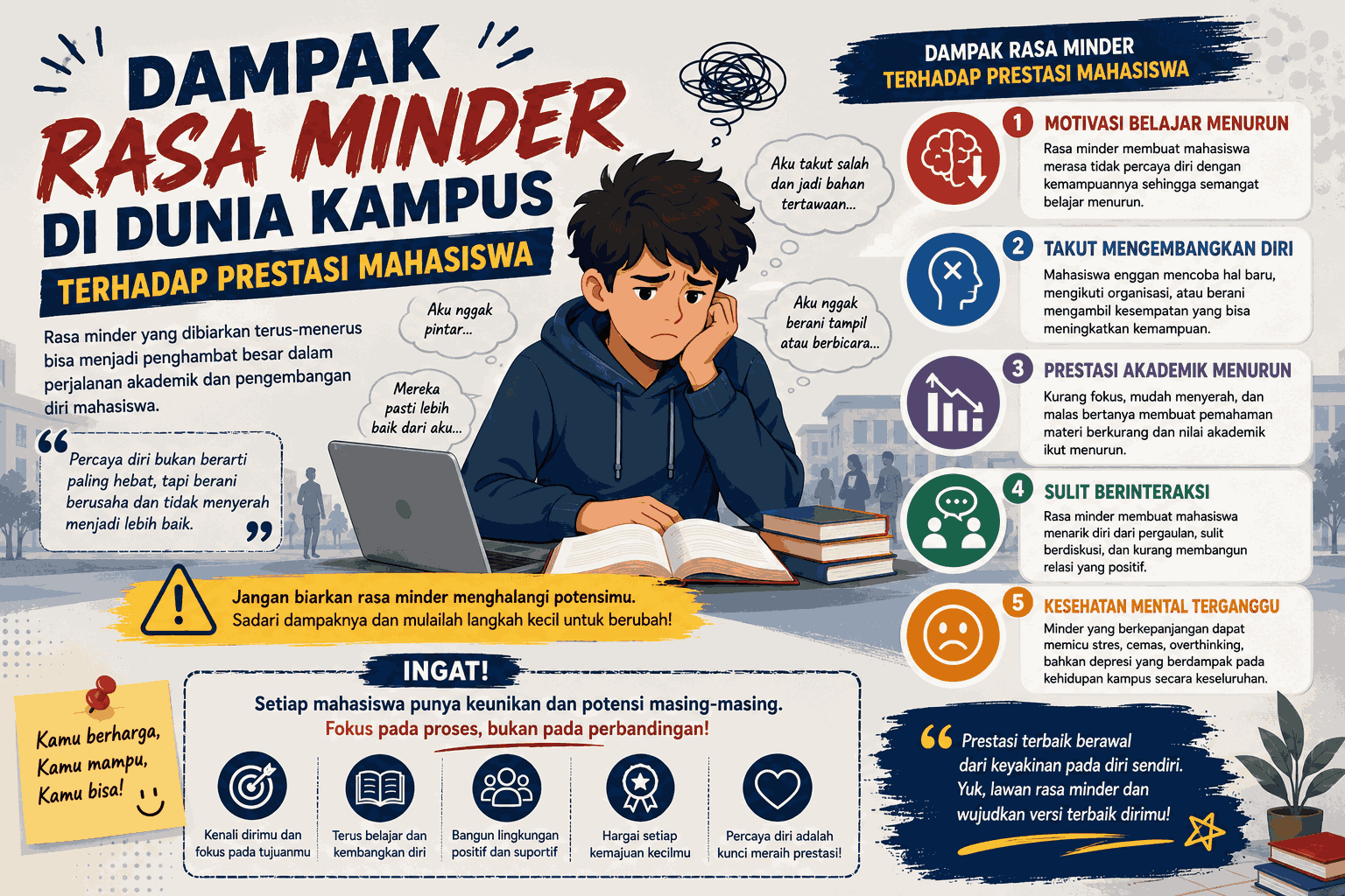 Dampak Rasa Minder di Dunia Kampus terhadap Prestasi Mahasiswa