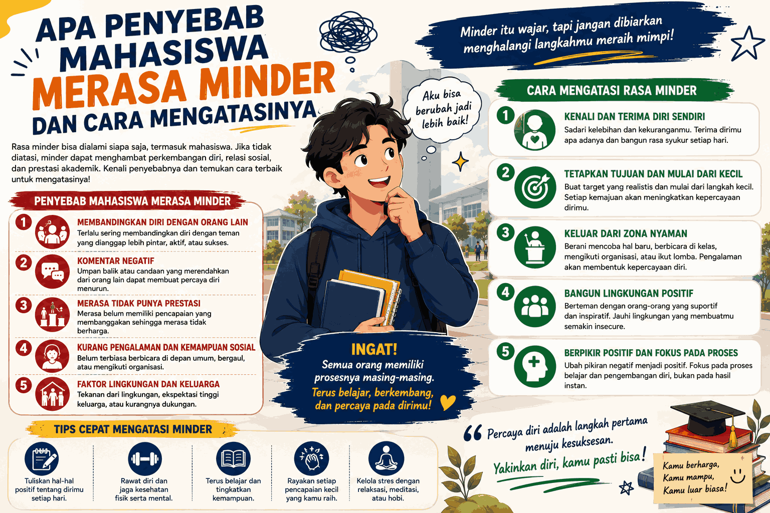 Apa Penyebab Mahasiswa Merasa Minder dan Cara Mengatasinya