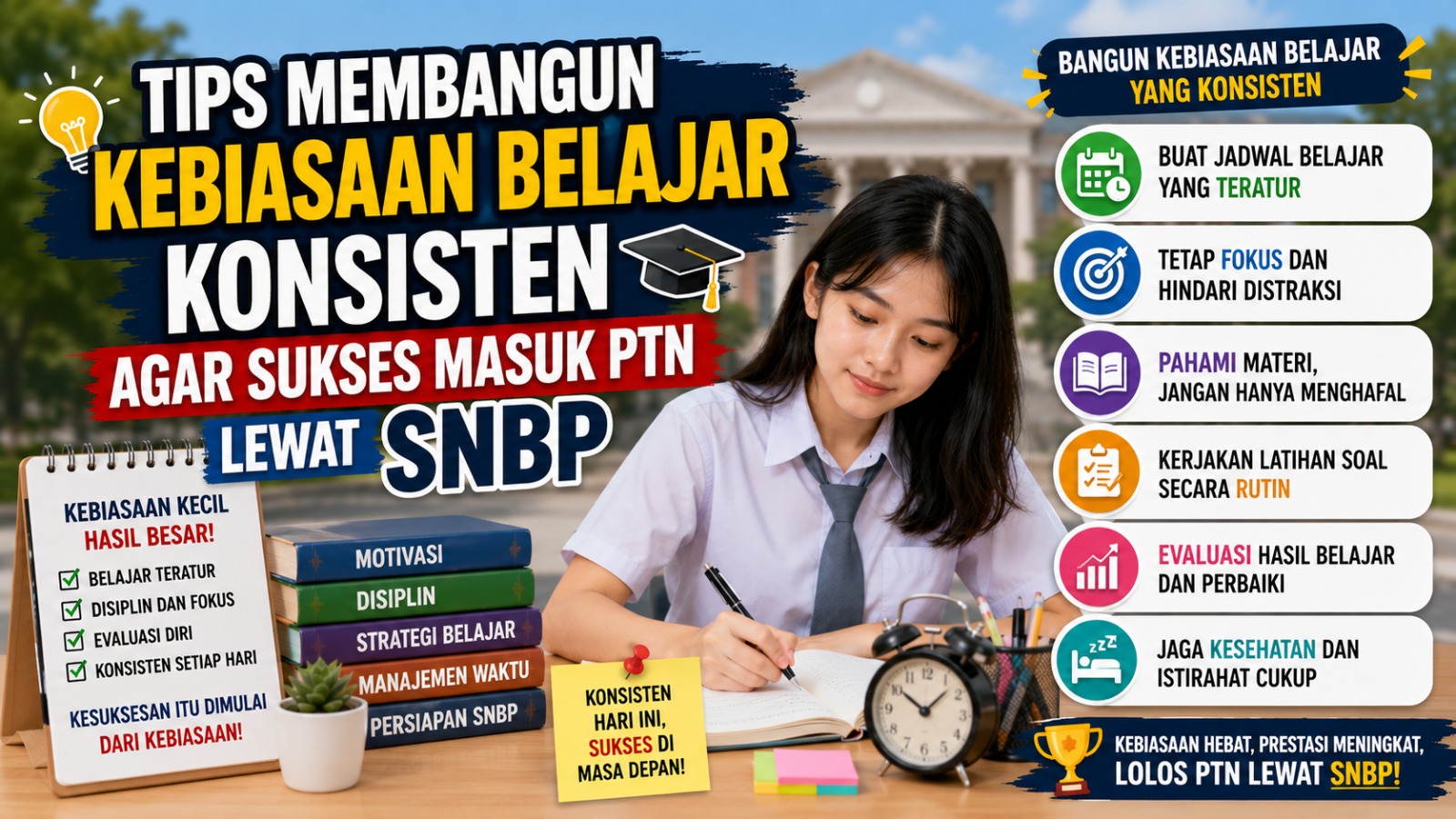 Tips Membangun Kebiasaan Belajar Konsisten agar Sukses Masuk PTN lewat SNBP