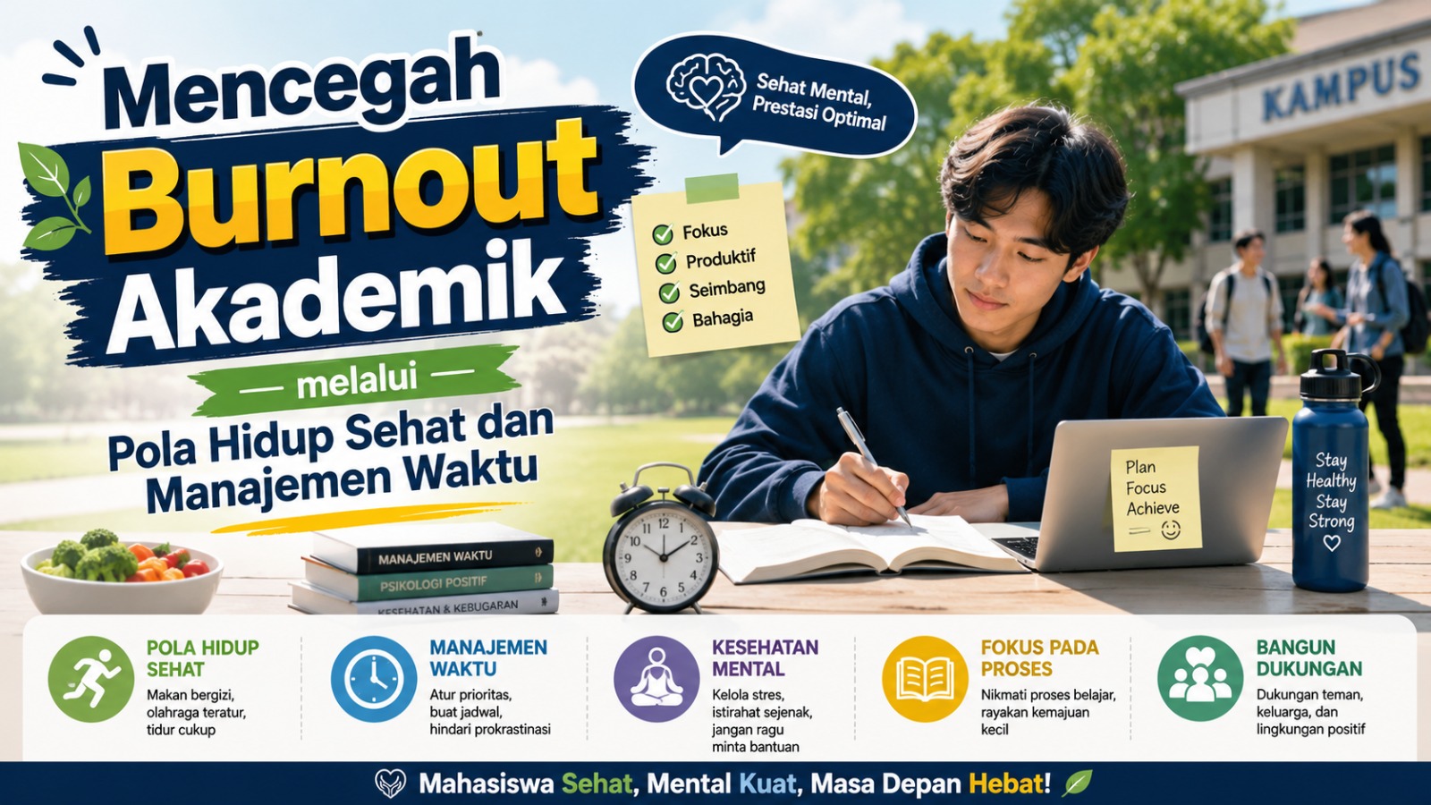 Mencegah Burnout Akademik melalui Pola Hidup Sehat dan Manajemen Waktu