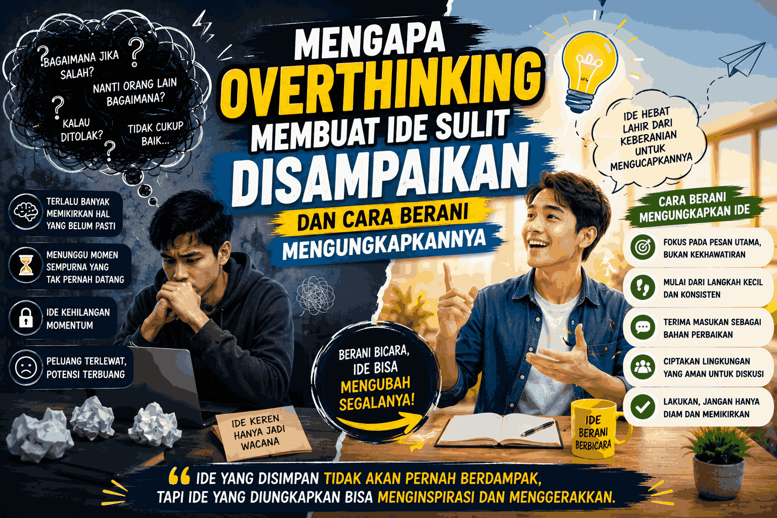 Mengapa Overthinking Membuat Ide Sulit Disampaikan dan Cara Berani Mengungkapkannya