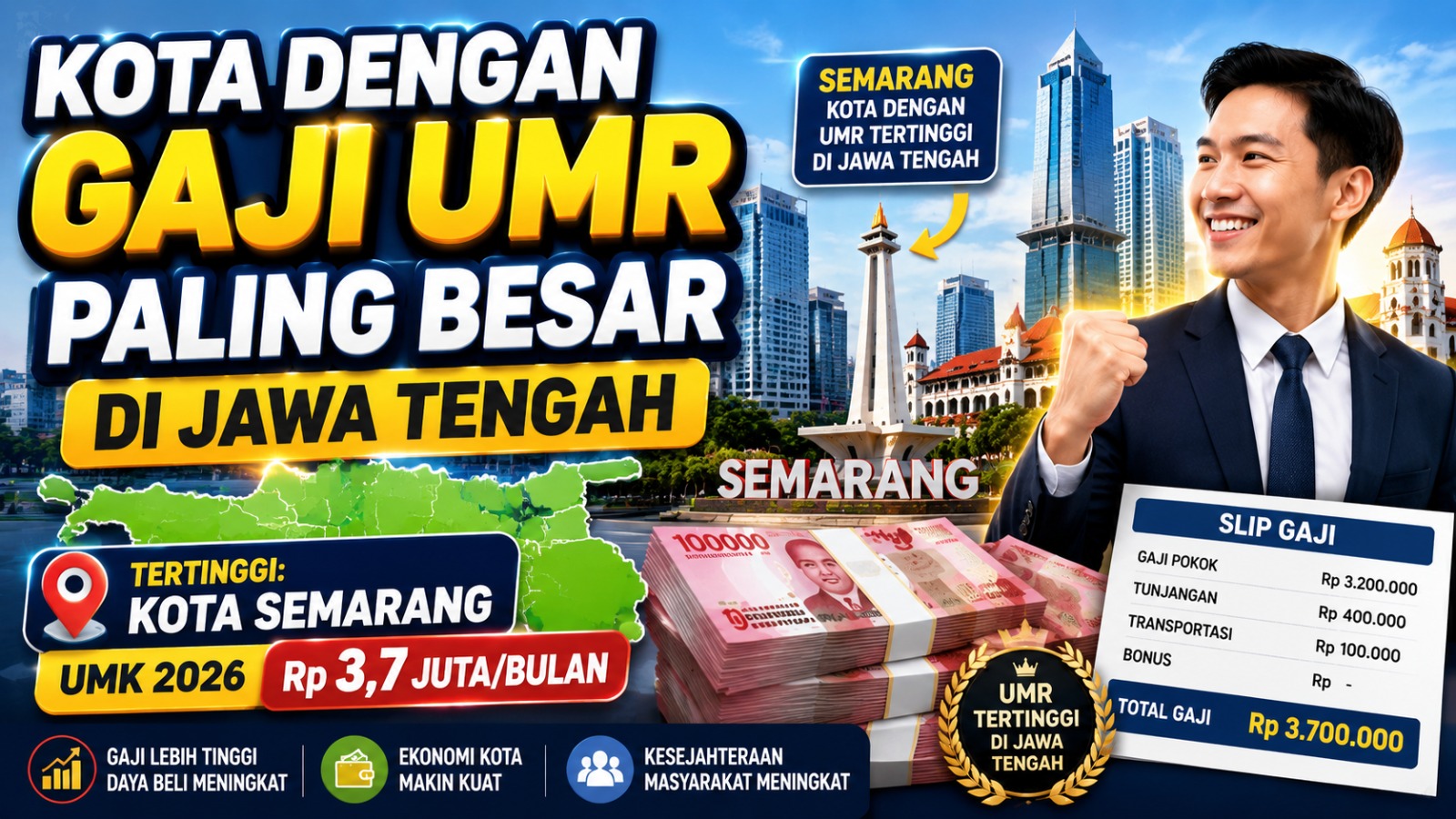 KOTA DENGAN GAJI UMR PALING BESAR DI JAWA TENGAH