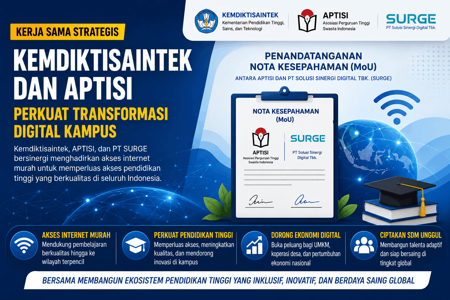 Kemdiktisaintek dan APTISI Perkuat Transformasi Digital Kampus Lewat Kerja Sama dengan SURGE