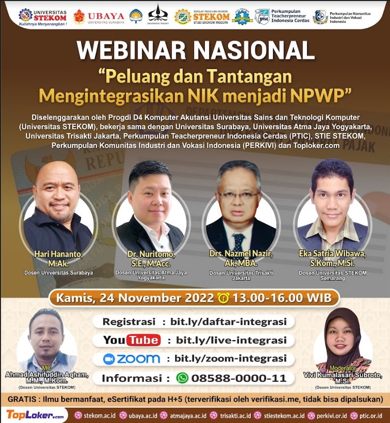 WEBINAR NASIONAL Peluang dan Tantangan Mengintegrasikan NIK menjadi NPWP