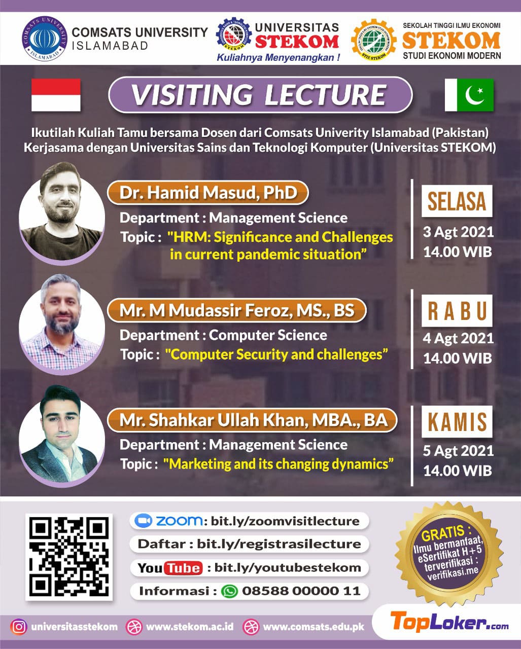 SERI KULIAH BERKUNJUNG DENGAN COMSATS UNIVERSITY ISLAMABAD