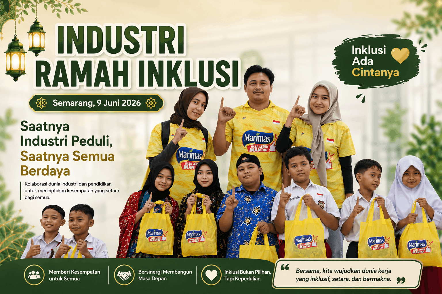 Universitas STEKOM dan TOPLOKER.COM Gandeng PT Marimas Putra Kencana Semarang Berbagi Kebahagiaan Bersama Siswa Disabilitas