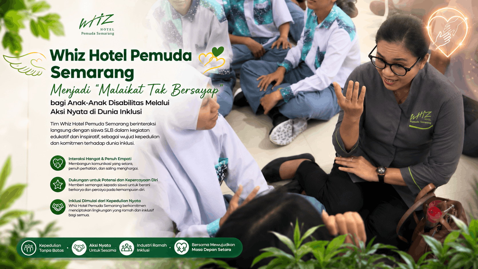 Whiz Hotel Pemuda Semarang Dukung Dunia Kerja Inklusif Melalui Kegiatan Bersama Anak-Anak Disabilitas"Malaikat Tak Bersayap" bagi Anak-Anak Disabilitas Melalui Aksi Nyata di Dunia Inklusi