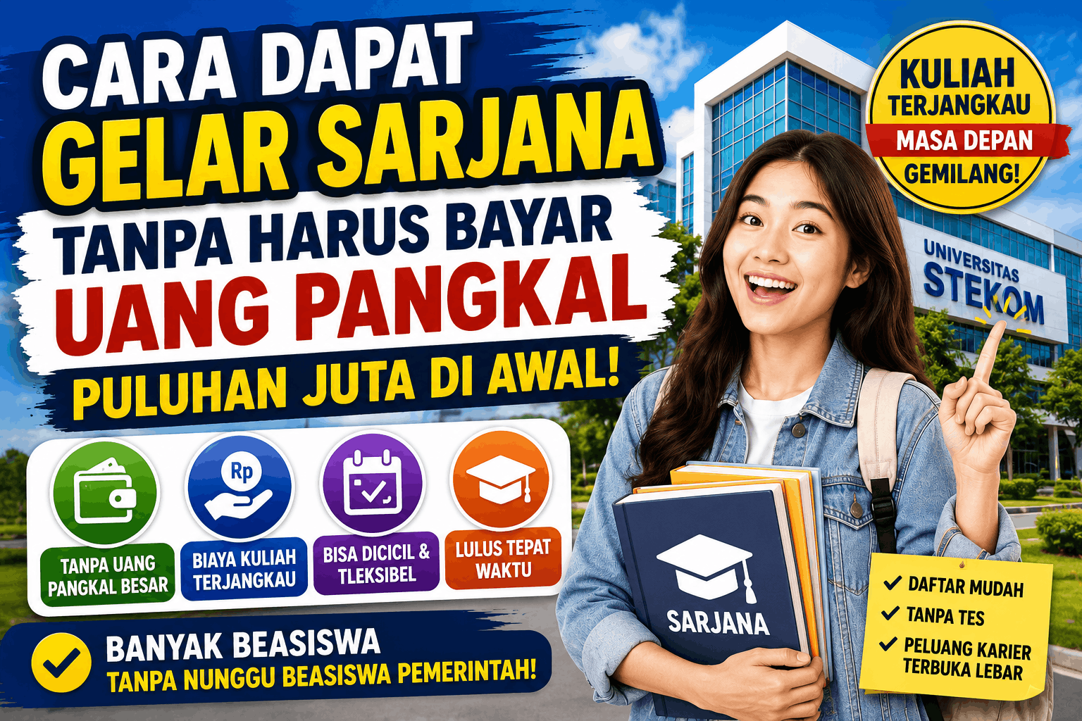Cara Dapat Gelar Sarjana Tanpa Harus Bayar Uang Pangkal Puluhan Juta di Awal