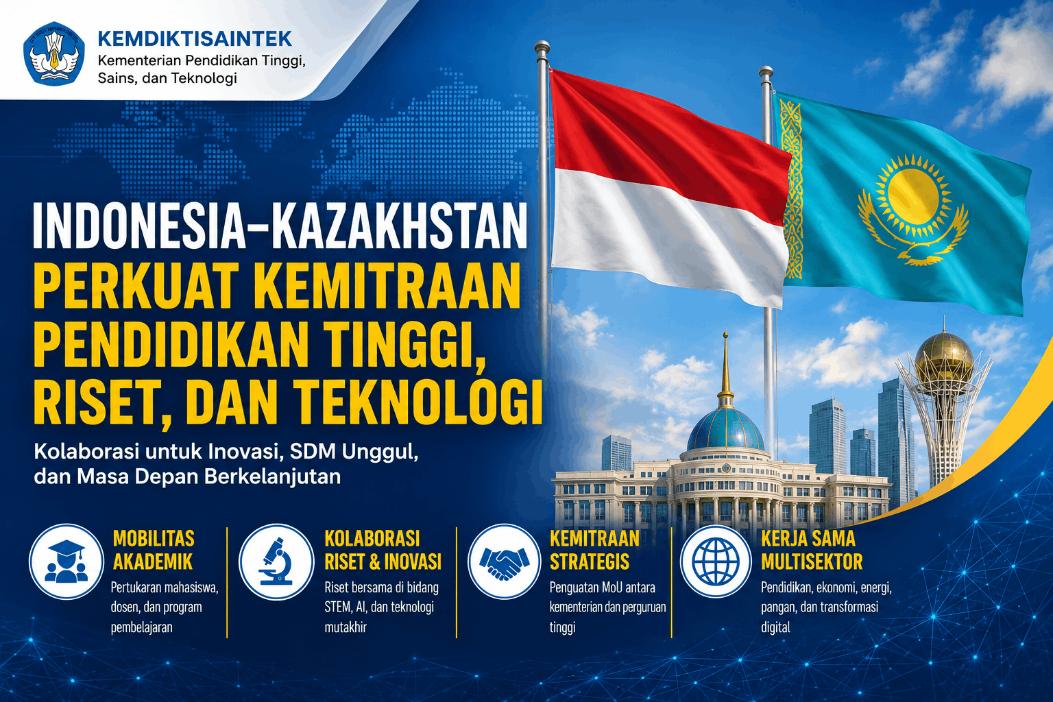 Indonesia–Kazakhstan Perkuat Kemitraan Pendidikan Tinggi, Riset, dan Teknologi