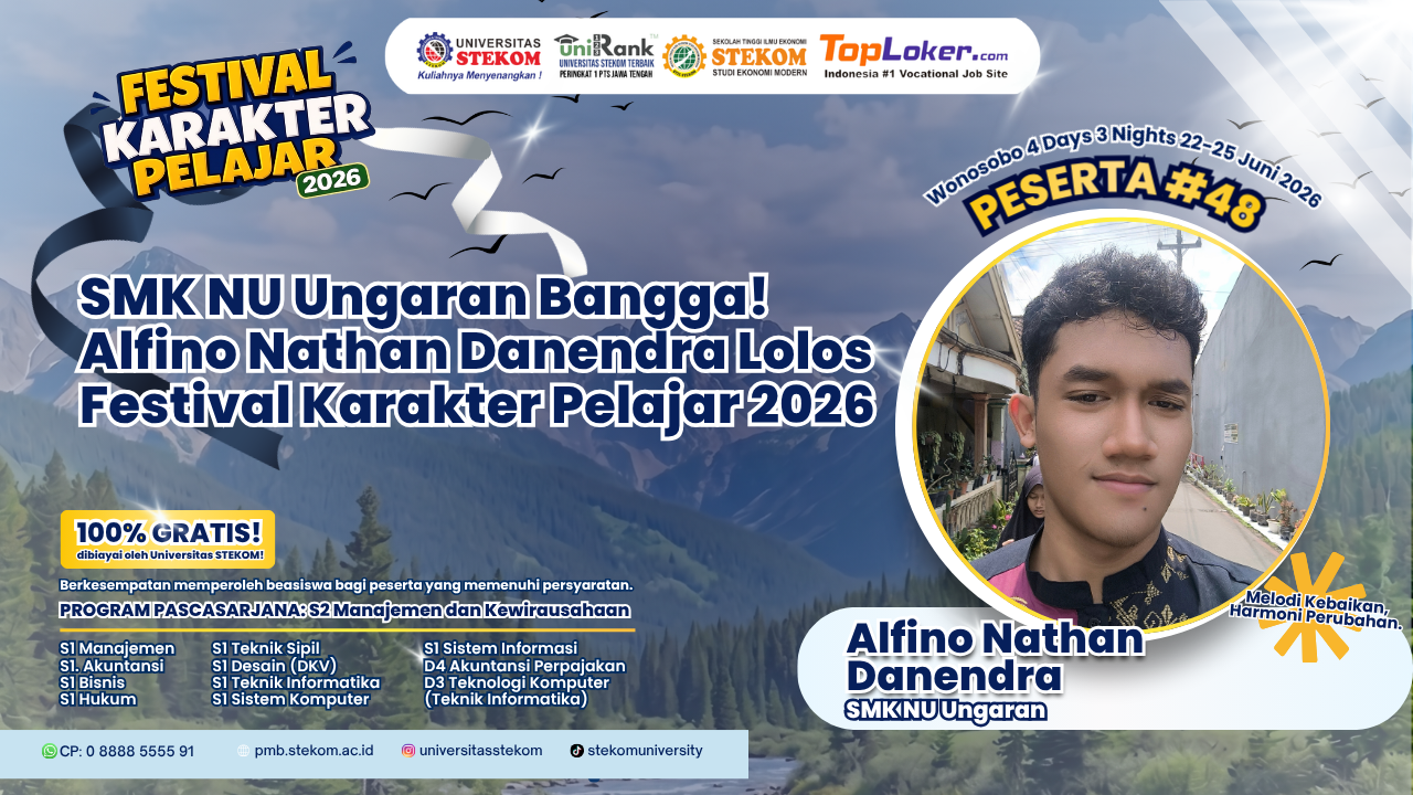 SMK NU Ungaran Bangga, Alfino Nathan Danendra Lolos Festival Karakter Pelajar 2026